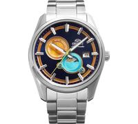 Orient Stretto Sun & Moon RA-AK0316L30B - Reloj mecánico automático para hombre de 41,5 mm, esfera azul, caja y pulsera de acero inoxidable, cristal de zafiro, fondo de caja de exposición y