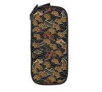 Oriental Dragon Gold Wave - Estuche organizador para lápices, bolsa de cosméticos, bolsa para bolígrafos para escuela media/secundaria, universidad y oficina, color, 5.0cm*10.5cm*20.5cm, Estuche para