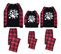 Oriental eLife Conjunto de pijama colorido de Navidad 2024, pijama familiar a juego, estampado de alces de dibujos animados de Papá Noel, ropa de dormir para la familia, U27-uk-s15, XL