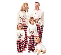 Oriental eLife Conjunto de pijama colorido de Navidad 2024, pijama familiar a juego, estampado de alces de dibujos animados de Papá Noel, ropa de dormir para la familia, U27-uk-s5, XL