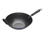 KitchenCraft World of Flavours Wok Carbon Non Stick, Wok de acero al carbono, Sartén extra grande, 36cm (14''), Negro