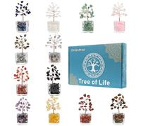 Orientrea Set de 12 árboles de Cristal Mini, Árbol de la Vida de 7 Chakras para decoración del hogar y la Oficina. Cristales Naturales Familia, Mujeres y compañeros.