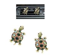 ORIESSE 2 clips de ventilación de tortuga marina para coche, clips de ventilación de tortuga, accesorios de coche para mujeres, adolescentes, niñas, playa, océano, diamantes de imitación, decoración