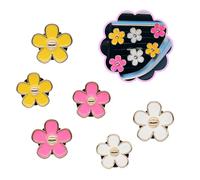 ORIESSE 6 clips de ventilación para coche con diseño de flores bonitas, 3,3 cm/3 cm, rosa, amarillo, blanco, margaritas, flores, accesorios de coche, estética de coche, difusor de salida de coche