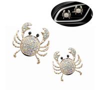 ORIESSE Ambientador de aire de coche con forma de cangrejo, 2 clips de ventilación de aire, accesorios de coche, decoración de coche para mujer, decoración temática de playa, difusor recargable