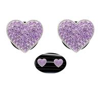 ORIESSE Ambientador de coche con diseño de corazón morado, 2 piezas de diamantes de imitación femeninos, accesorios de coche, decoración de coche para mujeres, decoración interior de coche