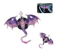 ORIESSE- Clips de ventilación para ambientador de coche Bling Wyvern, 2 piezas de clips de ventilación de aleación de dragón esmaltado morado, accesorios para coche, difusor de coche recargable con al
