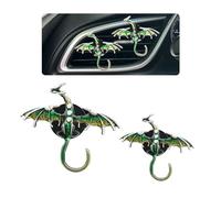 ORIESSE Dargon - Ambientador de aire para coche, 2 unidades, diseño de dragón verde brillante, accesorios de coche, esmaltado, dragón de fuego, clips de ventilación recargables, difusor de salida de