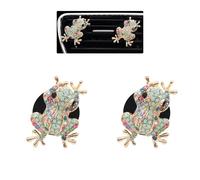 ORIESSE Lindos accesorios de rana para coche, ambientador de coche, clips de ventilación, 2 piezas de decoración de coche de rana de árbol para mujeres, niñas, adolescentes, difusores de coche