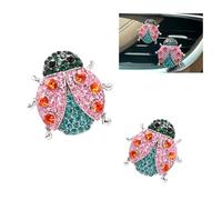 ORIESSE Lindos clips de ventilación de ambientador de coche con diseño de mariquita, 2 piezas de difusores de coche recargables, accesorios de coche de diamantes de imitación coloridos para mujeres y