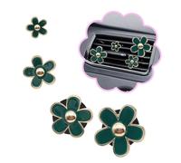 ORIESSE- piezas de flores para rejilla de ventilación de coche, 4 tamaños, clips para rejilla de ventilación de coche con margaritas verdes, accesorios para coche de mujer, difusor recargable para coc