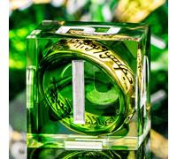ORIFANTOU - Juego de dados DND con anillo dorado mágico con estuche, resina verde con borde afilado D y D para usar con D&D Tabletop Games Lord hecho a mano con dados poliédricos D20 D12 D10 D8 D6 D4