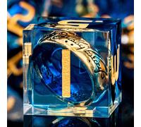 ORIFANTOU Lord of The Rings DND - Dados de resina de borde afilado, juego de dados poliédricos azules D y D para juegos de rol de Dungeons and Dragons, dados LOTR Magic D&D con caja D20 D12 D10 D8 D6