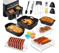 Orifesio Accesorios para Freidora de Aire Moulinex Easy Fry Dual 5.2/3.1L, 13PCS Air Fryer Accesorios, Molde de Silicona, Molde para Pan, Parrilla, Rociador de Aceite