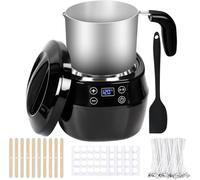 Orifesio Fundidor de Cera para Velas Eléctrico 1L, Derretidor de Cera para Velas con Control de Temperatura LED - Incluye Mechas de Vela, Pegatinas para Mechas de Vela, Soporte para Mecha y Cuchara