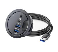 Orificio USB de escritorio con ojal USB 3.0 para montaje en base de escritorio, organizador de cables de escritorio para PC, portátil, dispositivo USB, lector de tarjetas