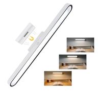 OriFiil Lampara LED Escritorio, 3W Luz de Lectura Control Táctil, Recargable 3 Colores para Armarios, Espejo, Iluminación de Cocina, Leer Libros (3W, Blanco)