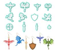ORIGACH 12 cortadores de arcilla de dragón, cortador de arcilla polimérica en forma de dragón para hacer aretes, cortadores de arcilla con temática de animales de leyenda para hacer joyas