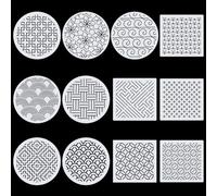 ORIGACH 12 plantillas de plástico Sashiko para bordar, con patrones tradicionales japoneses para dibujar líneas y bordar a mano