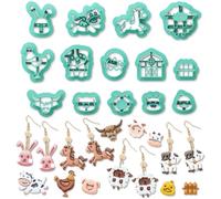 ORIGACH 14 Cortadores de arcilla polimérica, diseños de Animales de granja | cortadores de aretes de arcilla para pendientes, juego de cortadores para DIY joyas de arcilla polimérica