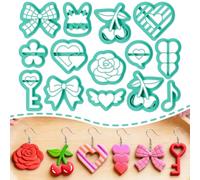 ORIGACH 14 cortadores de arcilla polimérica Sweetheart Element para aretes, bonitos cortadores de arcilla geométrica con caja para hacer joyas, bricolaje, 0.7-1.4 x 1-1.4 pulgadas