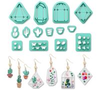 ORIGACH 14 piezas de cortadores de arcilla polimérica para terrarios y cactus, cortadores de arcilla de diseño de casa de flores para joyería de arcilla polimérica y aretes con una caja de