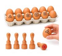 ORIGACH 5 piezas 18 mm nudo celta huevos frescos sellos con mango de madera | Pequeño sello redondo de goma, sello de diseño DIY para álbumes de recortes, tarjetas, huevos de Pascua