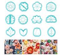ORIGACH Juego de 12 cortadores de arcilla para flores - Rosa, girasol, margarita, tulipán, cereza, loto, tortuga, formas de hojas para hacer aretes y joyería
