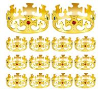 ORIGACH Juego de 15 coronas de cumpleaños: reina real, príncipe, princesa, corona dorada, sombrero con piedras preciosas, accesorio de disfraz para cumpleaños, fiestas de cosplay