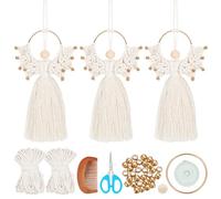 ORIGACH Juego de 3 ángeles de macramé para principiantes, juego de anudar macramé para manualidades y anudar con instrucciones, para decoración de macramé