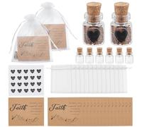 ORIGACH Juego de 60 botellas de fe de grano de mostaza con un poco de fe, bolsas de organza y pegatinas, bautismo, regalos religiosos cristianos (sin grano de mostaza)