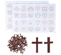 ORIGACH Juego de edredón de oración de bolsillo, 48 piezas, colorido panel de oración, cuadrados con 50 piezas de cruz de madera pequeña, mini escritura, religión, religión, iglesia, regalo para