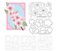 ORIGACH Juego de plantillas realistas de flores de melocotón para hacer tarjetas, plantillas de flores de silicona y juegos de troqueles para álbumes de recortes, manualidades