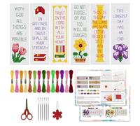 ORIGACH Kit de 6 marcadores de punto de cruz para adultos principiantes, versículos de la Biblia, kit de marcadores de bordado con instrucciones para principiantes, kits de punto de cruz impresos para