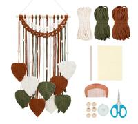 ORIGACH Kit para colgar en la pared de hojas de macramé para principiantes y adultos, kit fácil de colgar en la pared, tapiz de macramé bohemio para decoración de sala de estar, dormitorio, marrón,