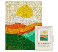 ORIGACH Landscape of Sunset Mountain Latch Hook Rug Kits, alfombra hecha a mano de tela de rejilla estampada de color, kit de alfombra impresa con patrón, alfombra de ganchillo para adultos