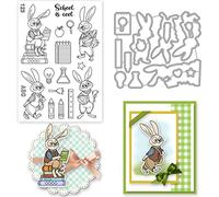 ORIGACH Libro de Aprendizaje de Conejo de Sellos Transparentes y Troqueles de Corte para la Fabricación de Tarjetas Decoración