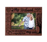 ORIGACH My Husband - Marco de fotos de cuero grabado conmemorativo para colgar o para mesa, para la pérdida de marido, regalo de condolencias, se adapta a fotos de 5 x 7 pulgadas