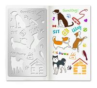 ORIGACH Plantilla de metal para perro, 10 x 17 cm, para pintura de casa de perro, plantilla de pirografía para tallar madera, dibujos y proyectos de quema de madera, grabado y álbumes de recortes
