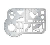 ORIGACH Plantilla matemática de acero inoxidable con regla geométrica para dibujo de escala geométrica, plantillas de dibujo de metal para costura de cuero, suministros de manualidades, 5.6 x 3.8