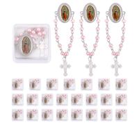 ORIGACH Rosario conmemorativo de Nuestra Señora de Guadalupe con caja de regalo, 24 piezas de rosario conmemorativo católico religioso funerario conmemorativo para primera comunión y bautizo para