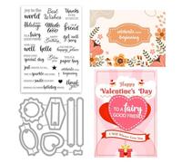 ORIGACH Sentiment Words - Juego de sellos y troqueles transparentes para álbumes de recortes, decoración de tarjetas
