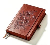 ORIGACH Vintage Rose Bouquet Leather Journal Notebook | Diario retro recargable para hombres y mujeres, 320 páginas, agenda de tapa dura para viajes de oficina