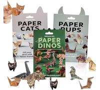 Origami de papel DIY, 3 piezas, gatos, perros, dinosaurios, se pueden doblar en simpáticos gatos, cachorros, dinosaurios, origami de mesa, regalo creativo