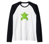 Origami de Rana Camiseta Manga Raglan