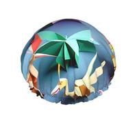 Origami - Funda para el pelo de baño con estampado de grullas de papel multicolor para mujer, reutilizable, doble capa impermeable, gorros de ducha para mujeres y mujeres