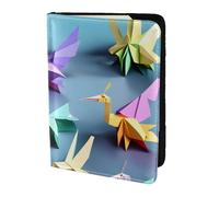 Origami - Funda para pasaporte con estampado de grúas de papel multicolor para tarjetas y documentos