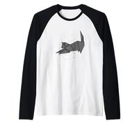 Origami Gato Camiseta Manga Raglan