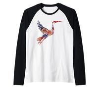 Origami grulla de Corona roja Flores de Cerezo japonés T Camiseta Manga Raglan