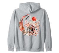 Origami grulla de Corona roja Flores de Cerezo japonés T Sudadera con Capucha